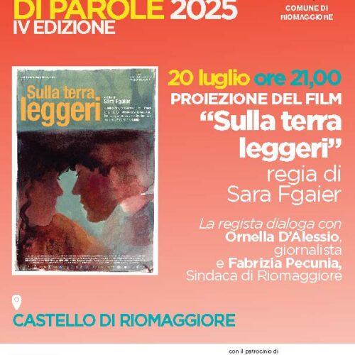 Sulla Terra Leggeri di Sara Fgaier: incontro con la regista e proiezione del film – Domenica 20 luglio, ore 21.00 – Castello di Riomaggiore